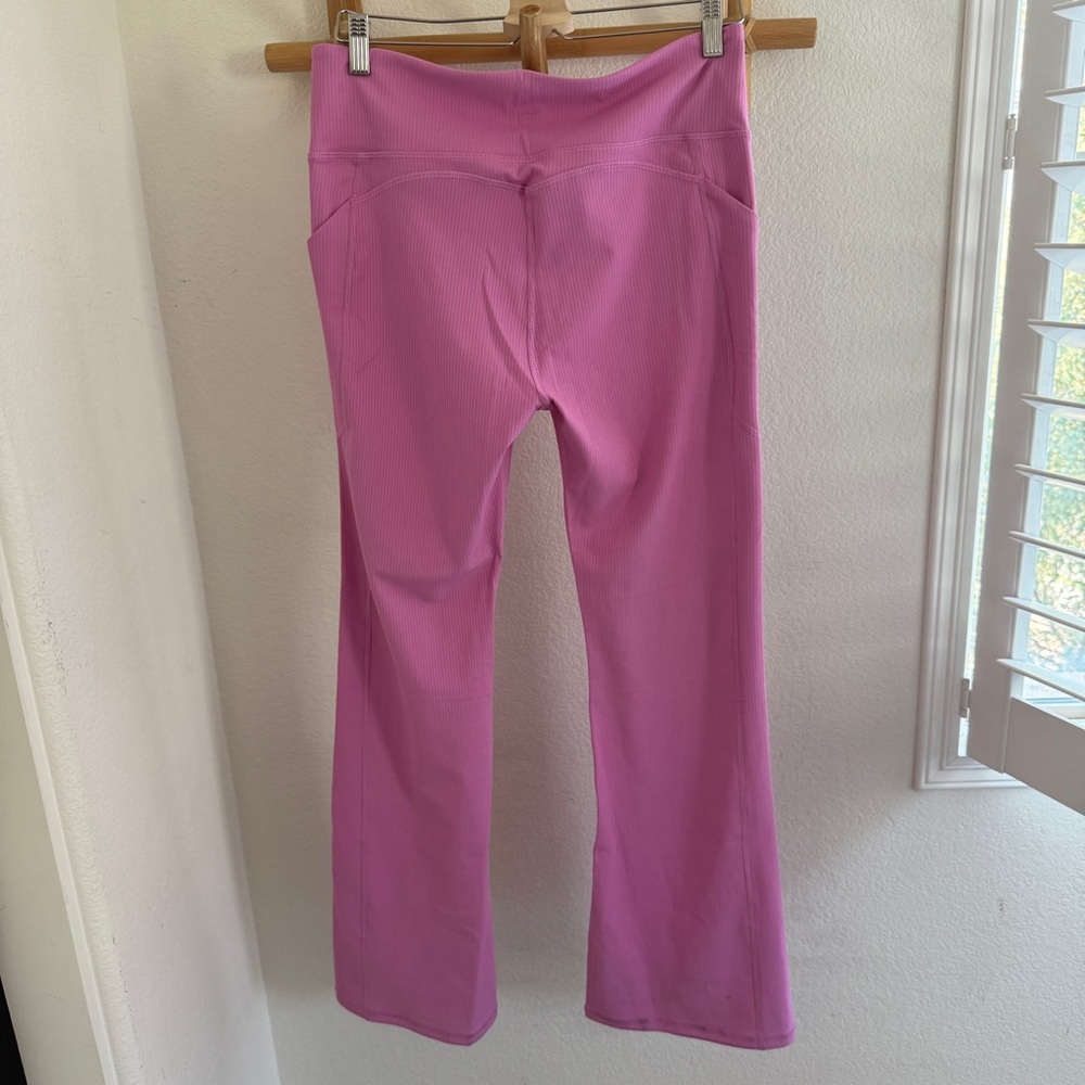 NWT FABLETICS Oasis Rib high waist Crossover Kick Flare pink size XL sporty - Picture 5 of 7